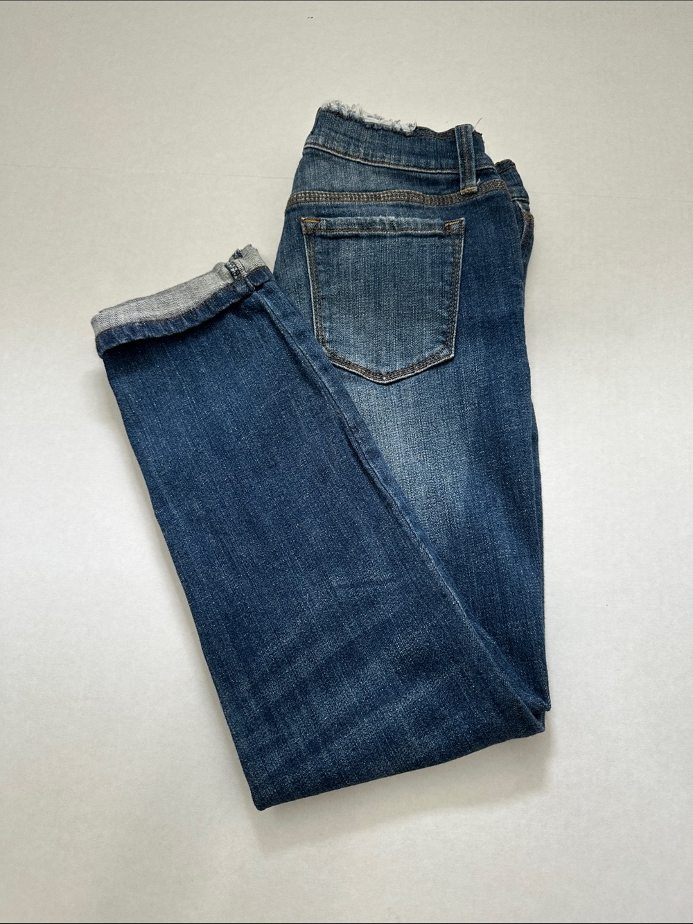 eunina Washed Blue Boyfriend Jeans with Distressed Knee
